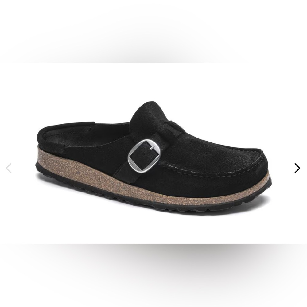 Birkenstock Buckley Black Suede Loafers with Buckle
